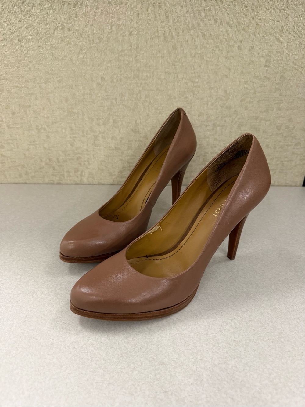 Nine West Cognac Brown Stacked Heel Pumps - Picture 3 of 6